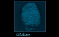 Digital fingerprint biometric data concept, human finger silhouette, identity security, cyber technology background Royalty Free Stock Photo