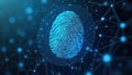 Digital fingerprint biometric verification illustration. Secure tech concept for digital identity, access control. Abstract