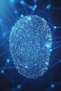 Digital Fingerprint, Biometrics, Security Abstract Technology Background, Connecting Lines, Dots
