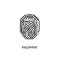 Digital fingerprint. Black and white vector element. Royalty Free Stock Photo