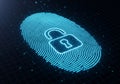 Digital Fingerprint with Cybersecurity Lock Icon Representing Data Protection and Biometric Authentication Royalty Free Stock Photo