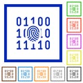 Digital fingerprint flat framed icons