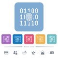 Digital fingerprint flat white icons in square backgrounds