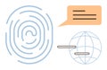 Digital Fingerprint, Global Communication, and Secure Messaging Concept in Minimalist Design Royalty Free Stock Photo