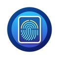 Digital Fingerprint Identification Icon in Blue Circle for Security and Technology Royalty Free Stock Photo