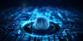 Digital fingerprint within matrix of code Biometric scan for secure access control. Concept Royalty Free Stock Photo