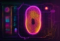 digital fingerprint scan displayed with vibrant neon colors