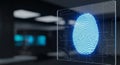Digital fingerprint scanning on futuristic interface for security access Royalty Free Stock Photo