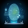 Digital Fingerprint Scanning on Futuristic Tablet for Secure Authentication Royalty Free Stock Photo
