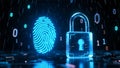 Digital Fingerprint with Secure Lock Elements Forming a Cybersecurity Protection Background Royalty Free Stock Photo