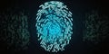 Digital fingerprint security concept, binary digits background. Generative AI Royalty Free Stock Photo