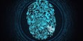 Digital fingerprint security concept, binary digits background. Generative AI Royalty Free Stock Photo