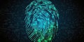 Digital fingerprint security concept, binary digits background. Generative AI Royalty Free Stock Photo