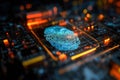 Digital fingerprint security on a high-tech circuit board Royalty Free Stock Photo