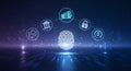 Digital Fingerprint Security System for Online Banking and Data Protection, Blue Abstract Royalty Free Stock Photo