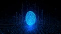 Digital Fingerprint Security Technology with Glowing Circuit Board and Binary Code for Identification Authentication System Royalty Free Stock Photo