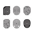 Digital fingerprint vector set. Black and white element.