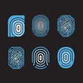 Digital fingerprint vector set. Element on black background. Royalty Free Stock Photo