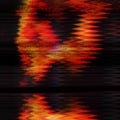 Digital fire red orange distortion effect. Futuristic cyberpunk tv noise media error design. Retro futurism