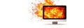 Digital Fire Warning Wallpaper Burning computer screen digital inferno system failure technology meltdown fiery explosion Royalty Free Stock Photo