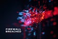 Digital firewall breached sending red alert data stream Royalty Free Stock Photo