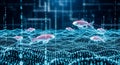 Digital Fish Swimming in Binary Ocean, Data Stream Concept Royalty Free Stock Photo