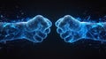 Digital Fists Clashing in Virtual Combat Scene