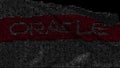Digital flag with Oracle logo on the screen. Editorial 3d rendering
