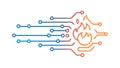 Digital Flame Data Stream Vector Icon for Tech Innovation, vector design Generative AI Royalty Free Stock Photo