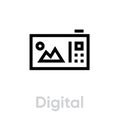 Digital flat Camera icon. Editable Vector Outline. Royalty Free Stock Photo
