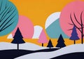 digital flat illustration of a colorful winter atmosphere