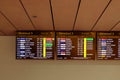 Digital flight information display screens at Changi Airport; Arrivals and Departures Royalty Free Stock Photo