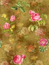 Digital Flower Pattern - Textile Design Lemon Background