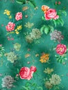 Digital Flower Pattern - Textile Design Green Background