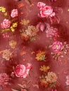 Digital Flower Pattern - Textile Design Red Background