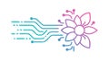 Digital Flower Tech Logo with Circuit Board Lines Vector, vector design Generative AI Royalty Free Stock Photo