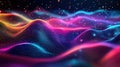 Digital flowing wave particles abstract background environment Royalty Free Stock Photo