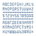 Digital font alphabet letters and numbers