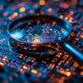 Digital Forensics Analyst Tracing Cybersecurity Breaches Digital trails and security software blur