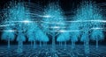 Digital Forest of Binary Code Trees Royalty Free Stock Photo