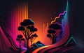 Digital forest neon painting colorful illustration