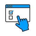 Vector art of online form with a checkmark, representing digital surveys, feedback, and the ease of completing tasks in the Royalty Free Stock Photo