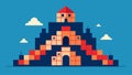 A digital fortress of blocks each one containing encrypted data forming an unbreakable wall of security against
