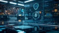 A digital fortress guarded by safeguarding data, AI generated