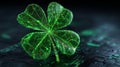 Digital Four-Leaf Clover on Circuit Board with Glowing Network Nodes Royalty Free Stock Photo