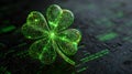 Digital Four-Leaf Clover on Circuit Board with Glowing Network Nodes Royalty Free Stock Photo
