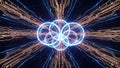Digital fractal energy network with glowing interconnected circles at its core Royalty Free Stock Photo