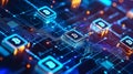 Digital Frontier: Cryptocurrency Network and Blockchain Nodes. Generative AI Royalty Free Stock Photo