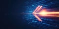 The Digital Frontier: A Glowing Arrow of Progress Cuts Through the Matrix of Code, Guiding Us into the Future of Technology
