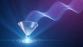 Digital Funnel - Abstract Data Stream Conversion with Glowing Light and Purple Wave Royalty Free Stock Photo